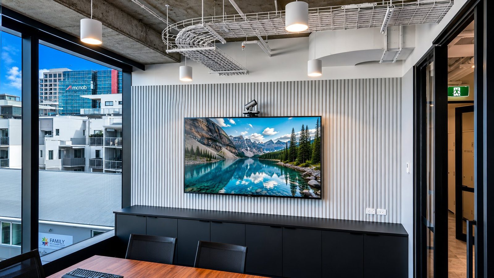 Commercial audio visual meeting room installation